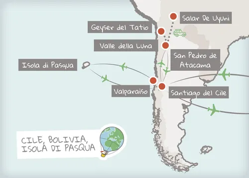 Itinerario mappa Cile Isola di Pasqua